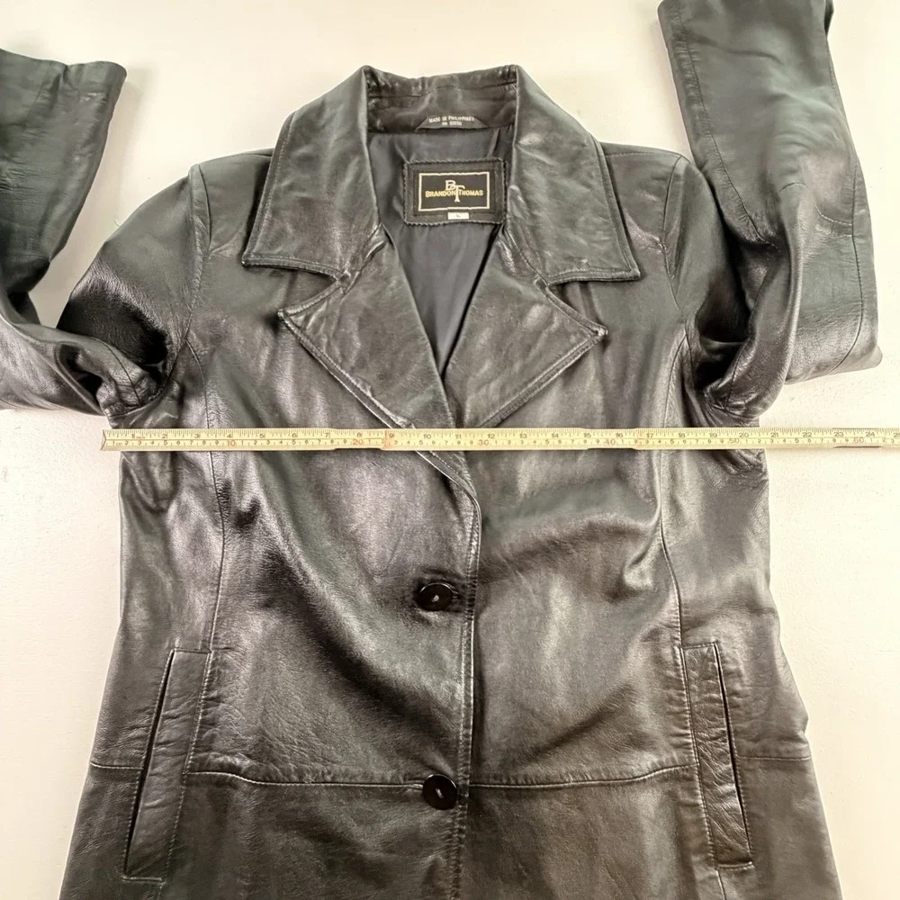 Vintage H&H Leather Black Blazer‎ Mens 42 Genuine Leather 90s Sport Coa